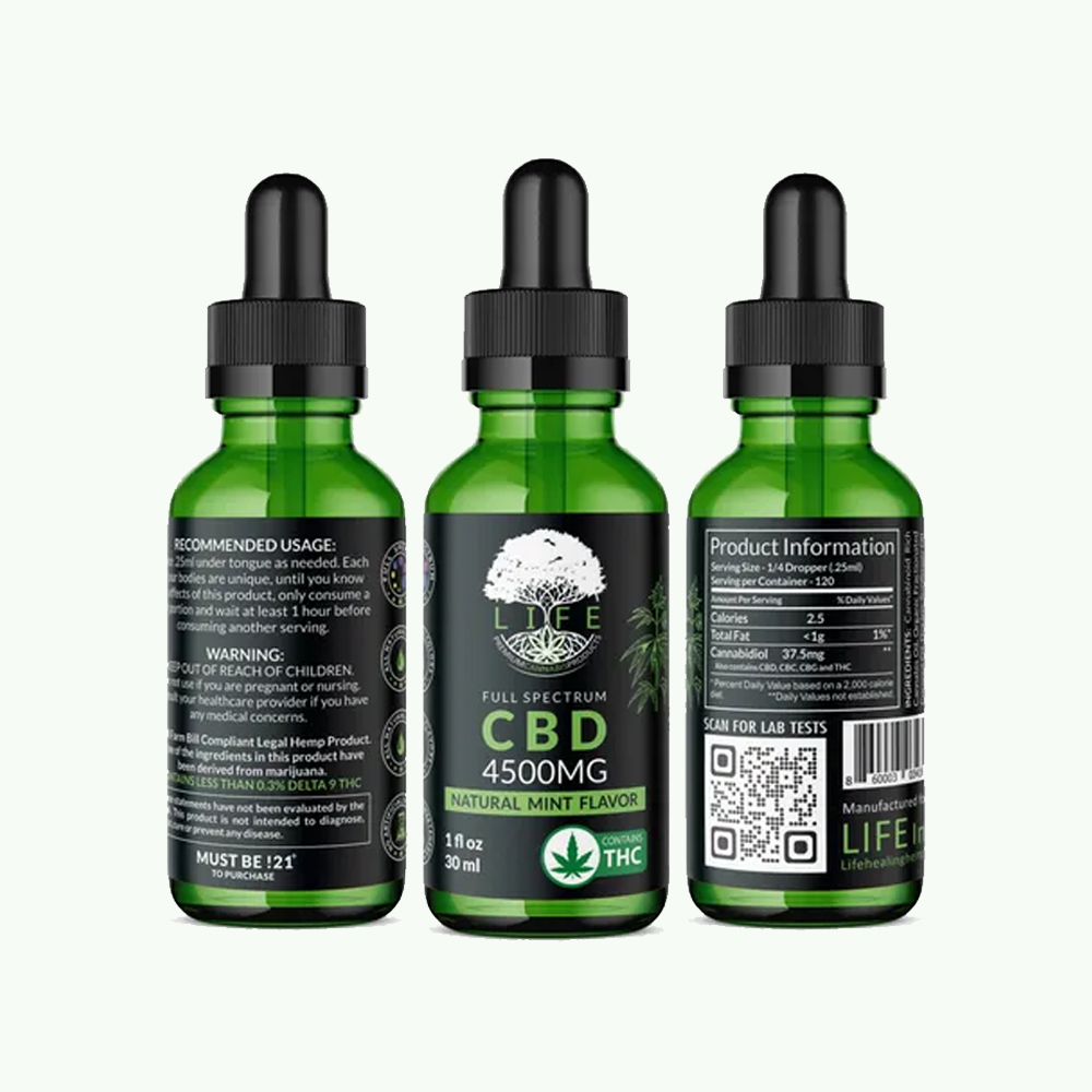 LIFE 4500mg CBD Full Spectrum Mint Flavored Tincture - 1oz Bottle